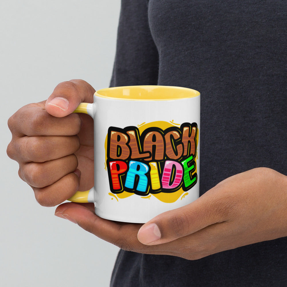 BLACK PRIDE BUBBLE FONT Mug with Color Inside 11oz