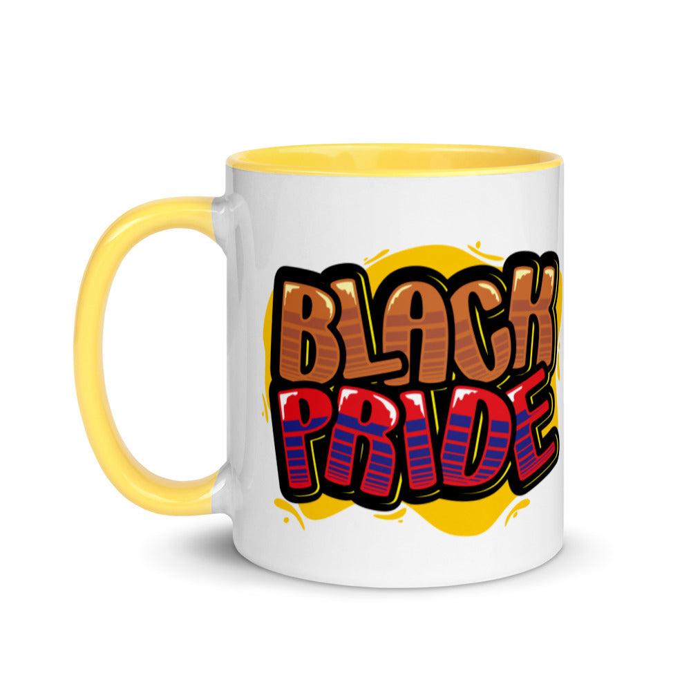 BLACK PRIDE RED BUBBLE FONT Mug with Color Inside 11oz
