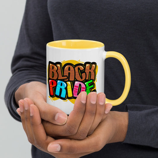 BLACK PRIDE BUBBLE FONT Mug with Color Inside 11oz