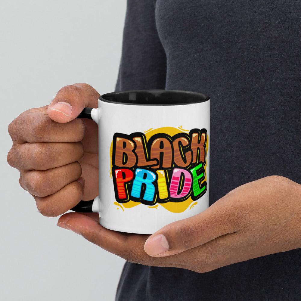 BLACK PRIDE BUBBLE FONT Mug with Color Inside 11oz