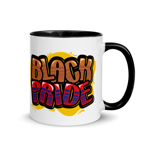 BLACK PRIDE RED BUBBLE FONT Mug with Color Inside 11oz