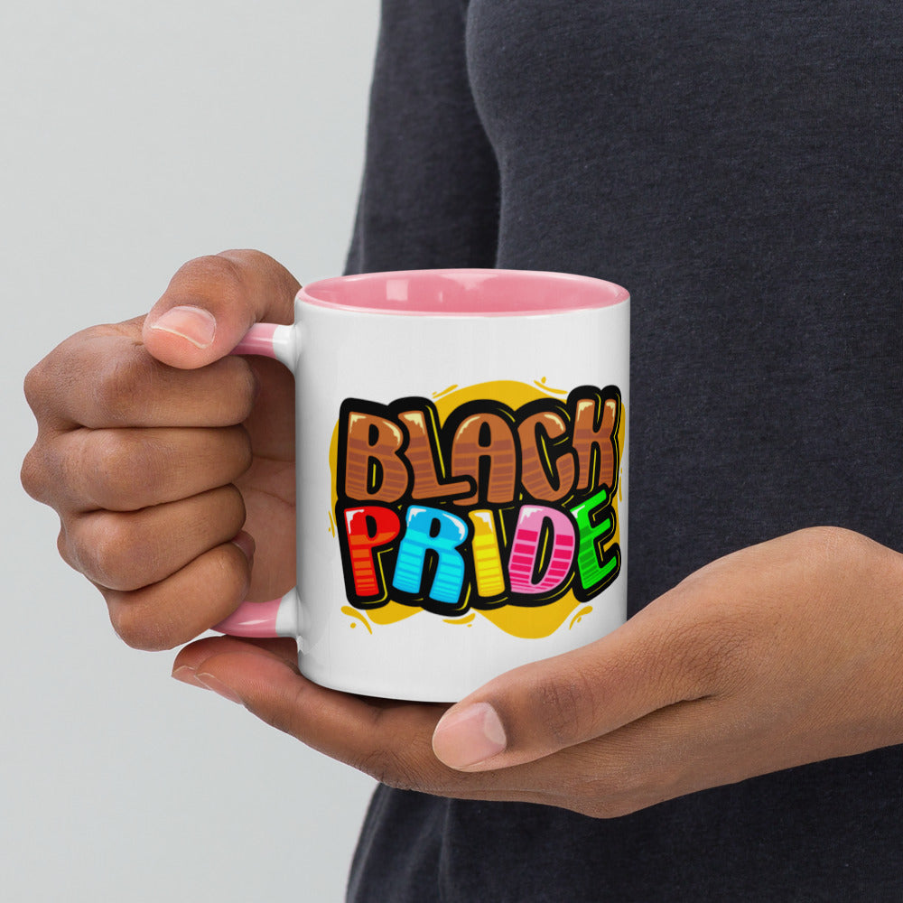BLACK PRIDE BUBBLE FONT Mug with Color Inside 11oz