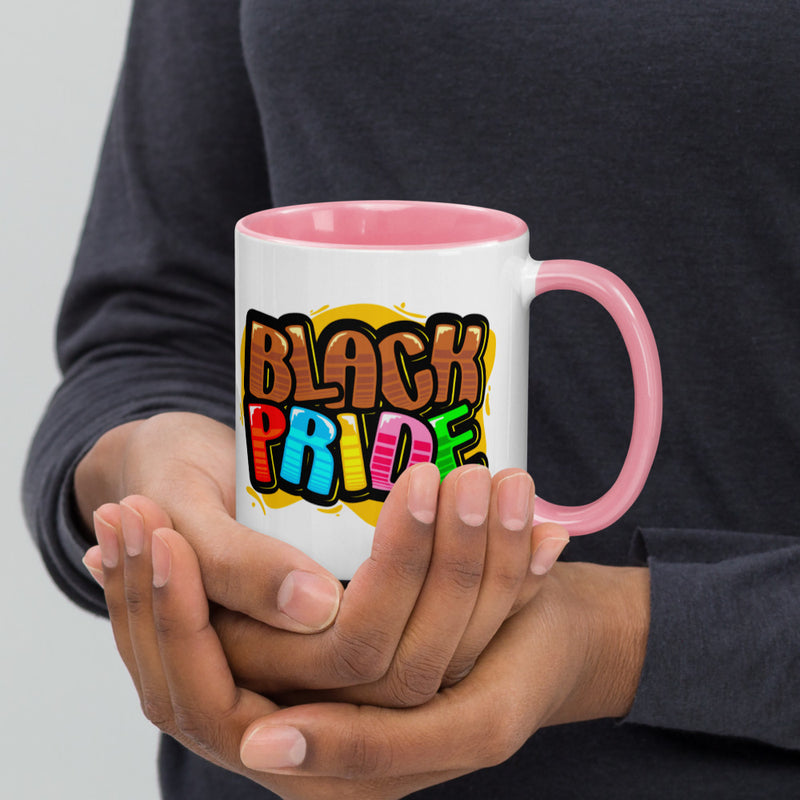 BLACK PRIDE BUBBLE FONT Mug with Color Inside 11oz