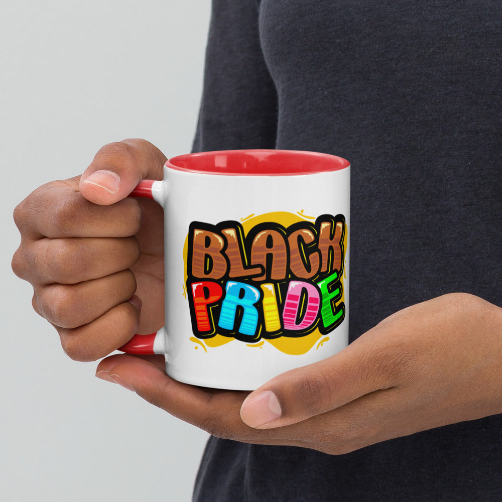 BLACK PRIDE BUBBLE FONT Mug with Color Inside 11oz