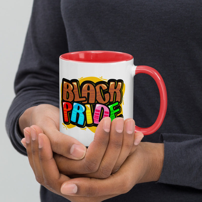 BLACK PRIDE BUBBLE FONT Mug with Color Inside 11oz